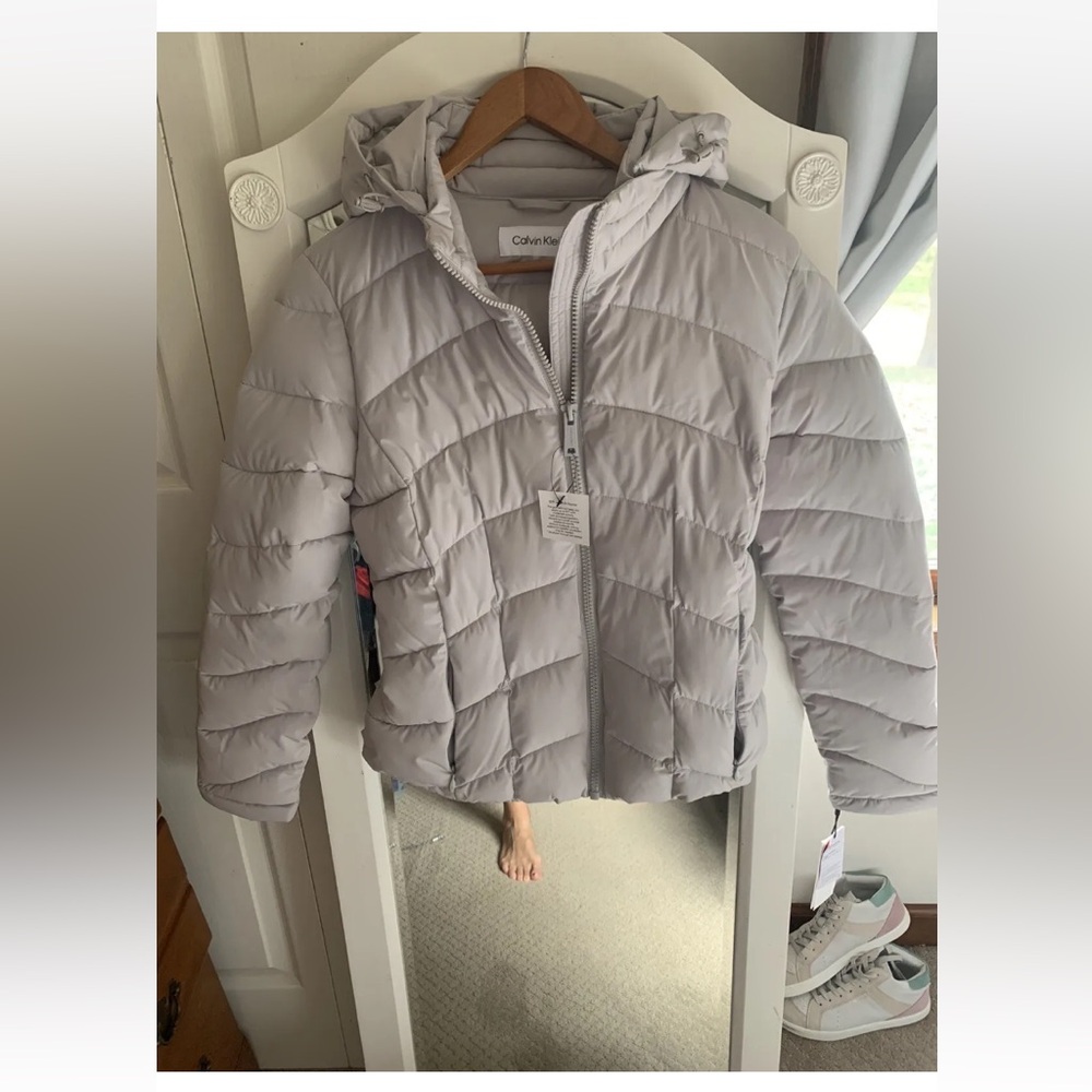Calvin Klein Puffer Winter Coat Jacket  Grey Sorona Aura Small